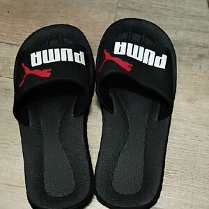 Puma Black and Red Slide Sandals